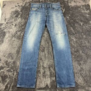 Diesel Larkee Button Fly Blue Denim Jeans Men's 29 (31X31.5) Straight Distressed